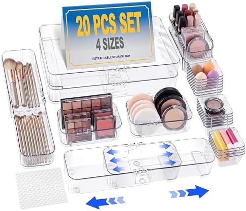 Aneco 20Pcs Extendable Drawer Organizer 4-Size Expandable Drawer Organizer by Aneco