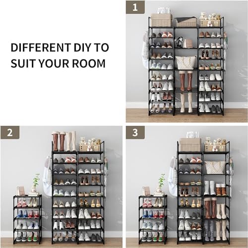 Kottwca 9-Tier Metal Shoe Rack Organizer for 50-55 Pairs - Space Saving Shoe Storage Shelf for Entryway, Closet, Bedroom, Hallway - Image 6