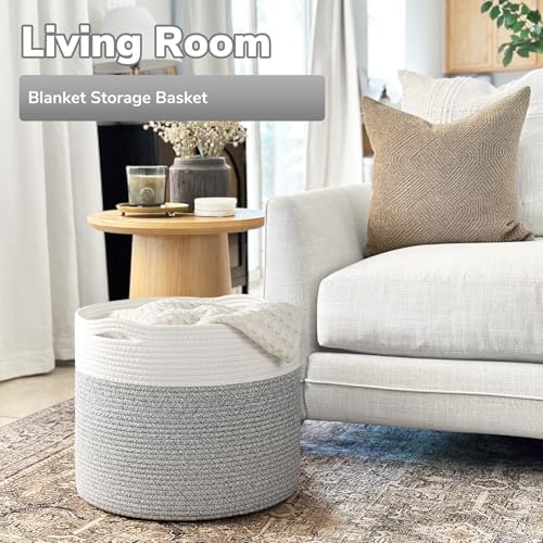 Goodpick Woven Blanket Basket Living Room, Toy Bin for Playroom, 45L - Image 2