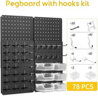 Pegboard Organizer Kit,4 Pack 14.76x10.82 in Metal Panels with 6 Bins,Black - Image 2