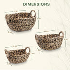 Set of 3 Wicker Storage Baskets for Organizing - Woven Decorative Baskets with Handles - Organizers for Bathroom, Kitchen, and Shelves (Espresso) - Image 7