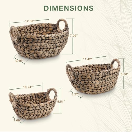 Set of 3 Wicker Storage Baskets for Organizing - Woven Decorative Baskets with Handles - Organizers for Bathroom, Kitchen, and Shelves (Espresso) - Image 7