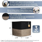 NaturalCozy 13x15x13 Kallax Storage Cubes Bins, 3 Pack | Cotton Rope Cube Storage Bin Woven Baskets for Organizing | Kallax Insert Storage Baskets for Shelves Organizer, Kids Toy, Closet Baby Nursery - Image 2