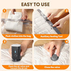 Vacuum Storage Bags 9 Pack S-L, Reusable Compression Bags with Upgraded Electric Pump, 90% More Space Saving, Moisture Dust Proof for Travel Home Closet Bedding Clothes Storage - Image 6