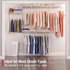 Rubbermaid Configurations Custom Closet Kit 4-8 Ft. Adjustable Metal Wire Shelving White Finish Expandable Organization System Hardware Included for Home Closet/Pantry/Laundry/Mudroom - Image 2