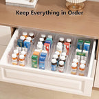 Expandable Medicine Cabinet Organizer 4 Pack, 5 Compartments Adjustable Clear Medicine Storage Box Bin with Removable Dividers, Vitamin Bottle Medication Organizer for Countertop Bathroom - Image 6