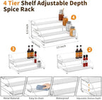 BOIVSHI Tiered Spice Rack, Spice Shelf Organizer for Cabinet, Metal White - Image 4