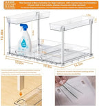 Yieach 2 Pack 14.6″ Deep Pull Out Under Sink Organizer,12.8″ High 2 Tier Slide Out Cabinet Organizer for Kitchen Cabinet,Undersink Organizers,Under Sink Shelves,Bathroom Organizers and Storage,Clear - Image 4