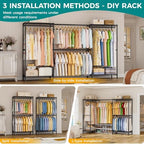 SINGAYE Heavy Duty Portable Closet Metal Clothes Racks Wardrobe with Shelf - Image 3