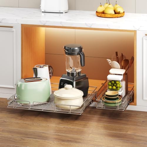 Pull Out Cabinet Organizer 27" W x 21½" D, Heavy Duty Cabinet Pull Out Shelves, Slide Out Drawers Organization for Kitchen Cabinets Bathroom - Image 6