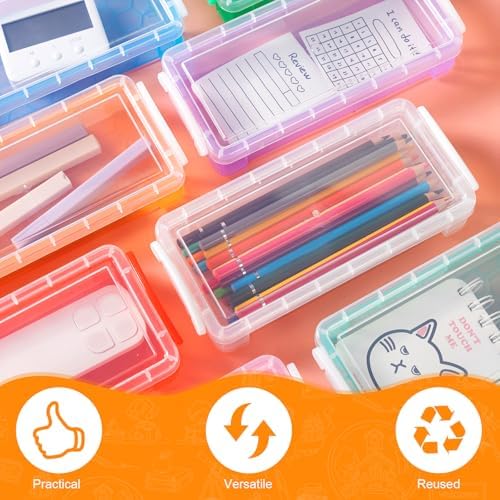 Gueevin 24 Pcs Pencil Box Clear Plastic Pencil Case, Fresh Color - Image 5