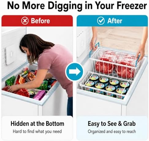 iSPECLE Deep Freezer Organizer Bins - Small Baskets for 7 Cu.Ft, 8 Pack - Image 3