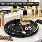 Natural Round Marble Tray - 7.8" Marble Vanity Tray for Dresser, Bathroom, Decorative Jewelry Dish for Perfumes Rings Earrings Necklaces, Stone Tray for Home Décor, Black - Image 4