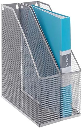 MyGift Silver Wire Mesh Document Holder, Wall Mounted or Desktop Magazine and File Rack, Set of 2 by MyGiftHome