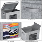 Univivi Fabric Storage Bins with Lids for Closet, 4 Pack, Grey Pattern - Image 4