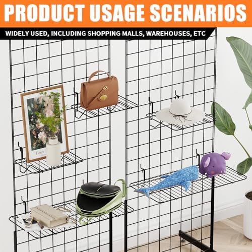 11.8" L x 7.8" D x 5.7" H - 6 Pcs Hanging Straight Shelves, Black Wire Hanging Storage Straight Racks, Organizers for Grid Walls, Slat Walls and Pegboards - Image 7