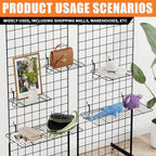11.8" L x 7.8" D x 5.7" H - 6 Pcs Hanging Straight Shelves, Black Wire Hanging Storage Straight Racks, Organizers for Grid Walls, Slat Walls and Pegboards - Image 7