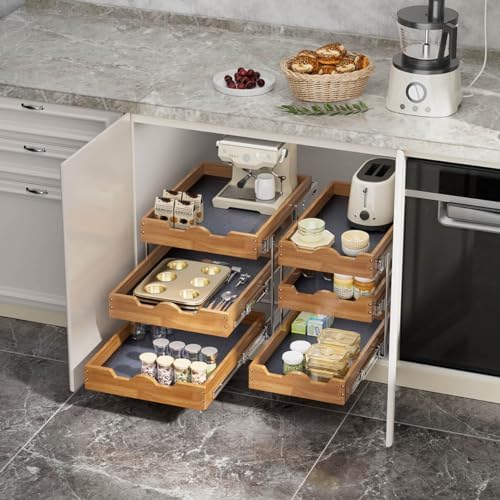 OCG Pull Out Cabinet Drawer 11" W x 21" D, 3 Tier Pull Out Cabinet Organizer, Heavy-Duty Slide Out Drawer for Cabinets, Base Cabinet Organization for Kitchen, Pantry, Bathroom - Image 4