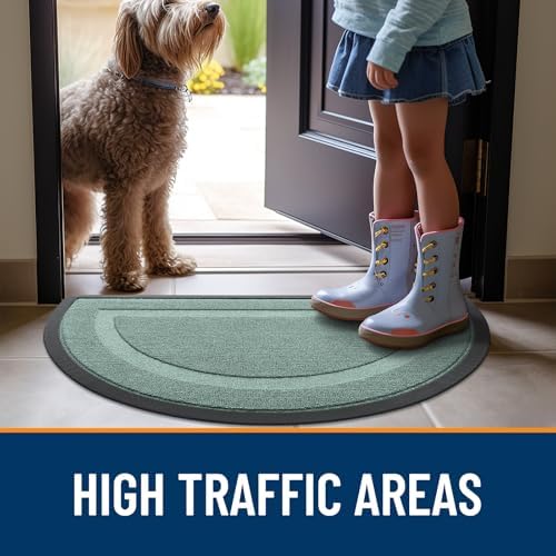 OLANLY Half Circle Front Door Mat Outside 47x32 All-Season Rubber Doormat - Image 6