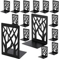 HAKZEON 16 Pack 8 Pairs 4.7 x 3.4 x 7 Inches Book Ends, Metal Bookends with Non-Slip Pads, Black Book Ends for Shelves, Decorative Bookends Supports by HAKZEON