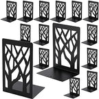 HAKZEON 16 Pack 8 Pairs 4.7 x 3.4 x 7 Inches Book Ends, Metal Bookends with Non-Slip Pads, Black Book Ends for Shelves, Decorative Bookends Supports by HAKZEON