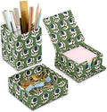 Ridhi Basil Green Block Print Office Desk Organizer Pen & Note Holder by Ridhi