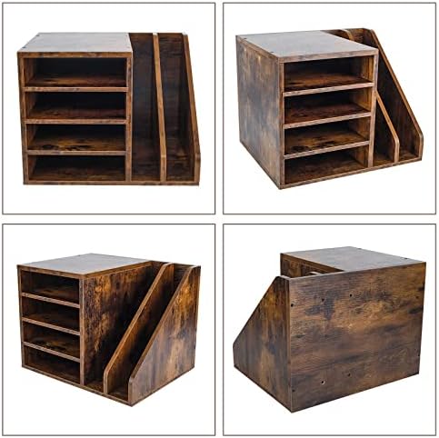 PAG-Mass Wood Desktop File Holder Organizer Mail Sorter for File Folders, Mails, Envelopes, Mailing Supplies or Magazines, Brown - Image 3
