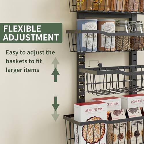 Eastherry Over The Door Organizer，8-Tier Over The Door Pantry Organizer with Adjustable Baskets，Metal Hanging Pantry Organizers and Storage for Kitchen, Back of Door Seasoning Rack (Black) - Image 3