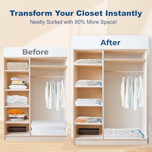 HOUSE DAY 30 Pack Vacuum Storage Bags with Electric Pump, 4 Sizes + 2 Roll-Up (5 Each), Space Saver Vacuum Seal Bags for Clothing, Bedding, Pillows, Travel – Airtight Seal, Reusable & Durable - Image 2