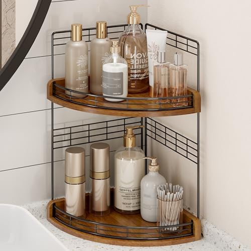 Bathroom Countertop Corner Organizer for Small Spaces, 2-Tier Counter Shelf by JNFUZ