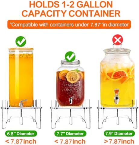 Acrylic Glass Drink Dispenser Stand, 2 Pack Water jug holder and Beverage Dispenser Stand, Drink Stand for Families, Parties and Catering Events(Fit Max 7.87 Inch Glass Drink) - Image 3