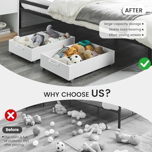 TIOPGHAD 2-Pack Under Bed Storage Drawers Organizer with Wheels, White - Image 5