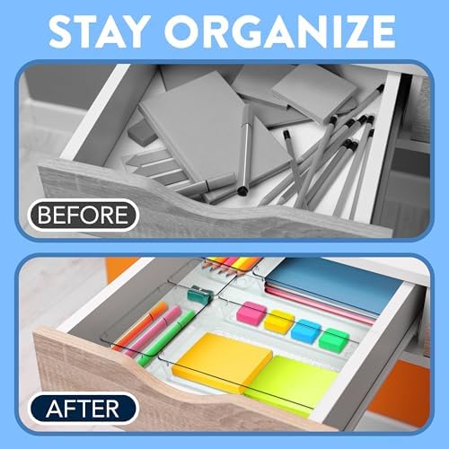 Emporio Drawer Organizer Set - 6-Large & 24-Small Bins, Stackable Trays for Kitchen, Makeup & Office - Pack of 64 - Image 5