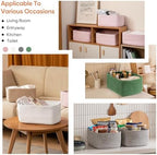 OIAHOMY 4 Pack 14.17 * 11.02 * 6.3IN Storage Baskets for Organizing Shelves, Woven Rope Baskets for Organizing Books, Clothes, Decorative Basket for Living Room, Nursery, Bedroom, Gift Basket, Green - Image 5