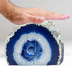 AMOYSTONE Blue Agate Bookends Heavy Stone Book Ends for Shelves Decor - Image 3