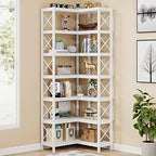 Tribesigns 7-Shelf Corner Bookshelf,Large Modern Corner Bookcase, 7-Tier Tall Corner Shelf Storage Display Rack with Metal Frame for Living Room Home Office (White) by Tribesigns