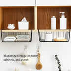 Tebery 4 Pack Black Under Shelf Wire Basket, Hanging Storage Baskets Under Cabinet Add-on Storage Racks, Slide-in Baskets Organizer for Kitchen Pantry Desk Bookshelf - Image 6