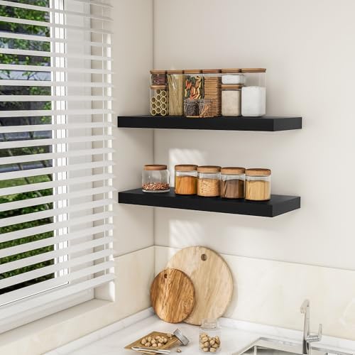 RICHFOCUS Bathroom Floating Shelves for Wall 2Pack|Black|32" L - Image 4
