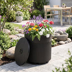 Tangkula 3-in-1 Umbrella Side Table (Black) - Image 5