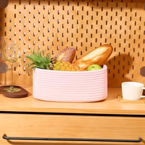 MiniArk Small Storage Baskets for Organizing | Closet Organizer Bins | Shelf Toy Basket | Woven Rope Baskets | Cube Decorative Box | Shallow Basket | 11.5x7.5x4.7” | 4 Packs Light Pink - Image 5