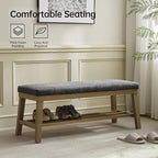 VKNOW Entryway Bench, Storage Shoe Bench with Rubberwood Legs, Black - Image 4