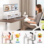 OPNICE Computer Monitor Stand Riser, Desk Organizer with Drawer, Printer & Laptop Stand, Office Desk Accessories & Workspace Desktop Organizers Storage for Office Supplies(White) - Image 6