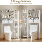 Housolution 7 Tier Over the Toilet Storage with 2 Drawers, White - Image 5