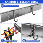 Garage Tool Organizer Wall Mount, 32 Inch Heavy Duty Garden Tool Organizer Storage System, Easy Install with 6 Adjustable Straight Hooks, for Garage, Basement, Shed, Workshop, Black, Steel - Image 5