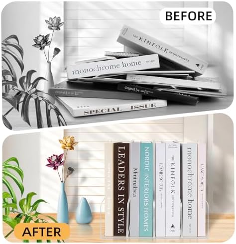 Clear Acrylic Magazine Rack, Vertical File Holder, Desk Organizer Storage Stand for Office, 4 Pack - Image 4