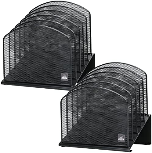 Delifox 2 Pack Inclined Desk File Organizer, 5 Slot Desktop File Folder Holder Document Holder Sorter Organization and Accessories for Office School Classroom by Delifox