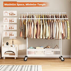 Clothes Rack 210 LBS Double Rods Extra Storage Basket - Image 3