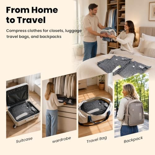 KXB Vacuum Storage Bags for Travel with Rechargeable Wireless Pump - Image 6