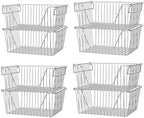Slideep 14" Large Stackable Storage Baskets, Cabinet Organizer Sturdy Metal Wire Pantry Freezer Bin for Pantry Home Bathroom Kitchen Organization - Set of 8 by WelcometotheSlideep