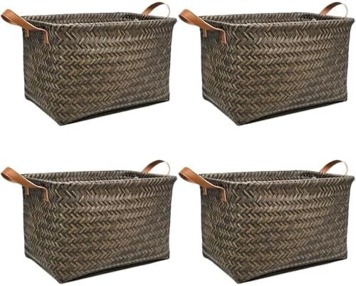 GIB Wicker Woven Storage Baskets for Organizing Blankets Laundry Shelves by GIBCleaningtool